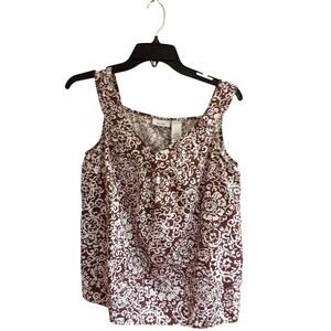 🩷Liz & Co. Top, Women's medium sleeveless brown & White, wide strap, V-neck